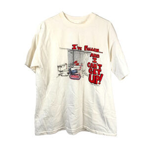 Vintage 1990 Put Me On I've Fallen & I Can't Get Up Humor Cotton Tee T-Shirt XL